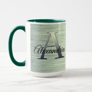 Shimmery Green Monogram Mug