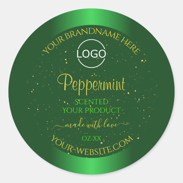 Shimmery Green Product Label Soft Glitter Add Logo (Front)