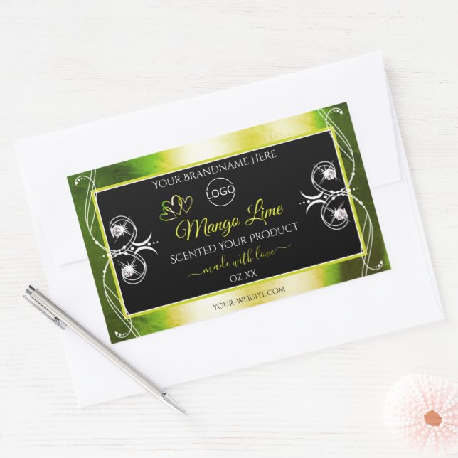 Shimmery Green Product Labels Logo Jewels Black (Envelope)