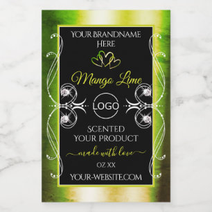 Shimmery Green Product Labels Logo Jewels Black