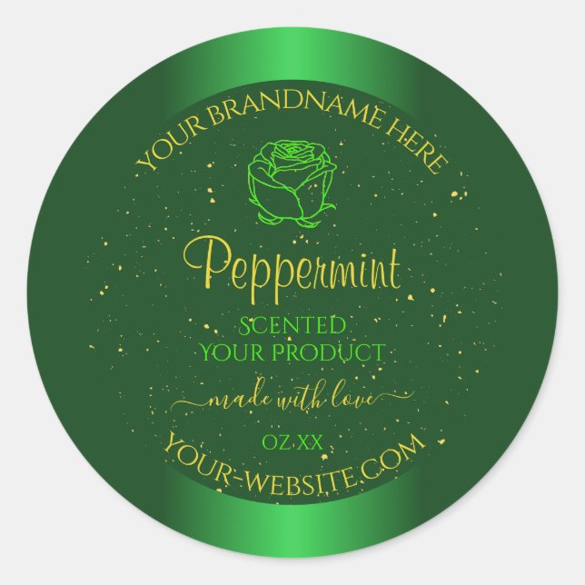 Shimmery Green Product Labels Soft Glitter Flower (Front)