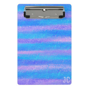 Shimmery Iridescent Stripes Turquoise Pink Mini Clipboard