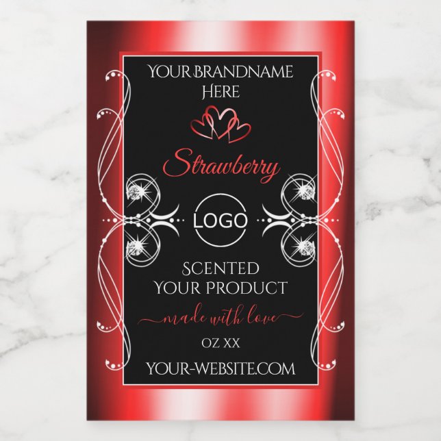 Shimmery Jewels Ruby Red Black Product Labels Logo (Single Label)