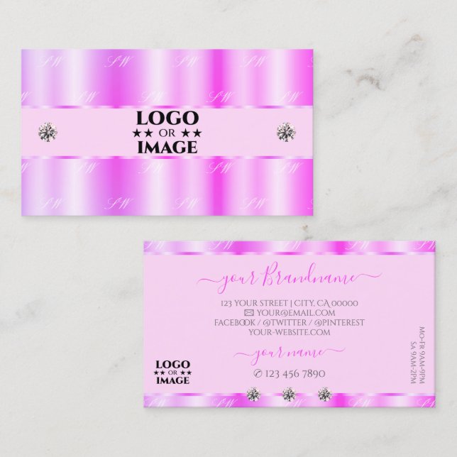 Shimmery Light Pink Sparkling Diamonds with Logo Business Card (Front/Back)