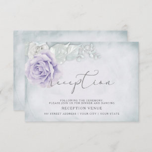 Shimmery Lilac and White Roses Reception Invitation
