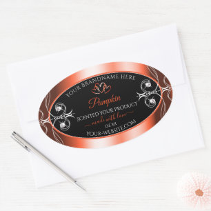 Shimmery Orange Red Black Product Labels Ornaments