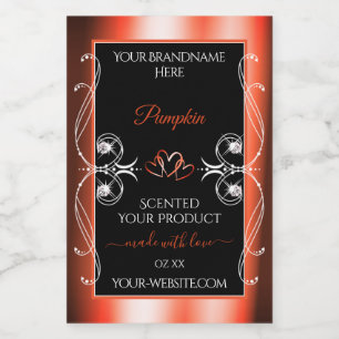 Shimmery Orange Red Black Product Labels Ornaments