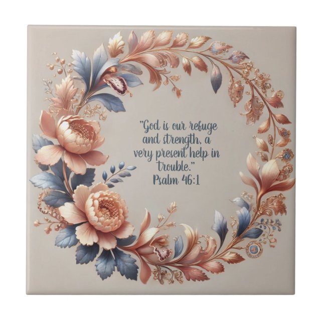 Shimmery Peach and Blue Pastel  Ceramic Tile (Front)