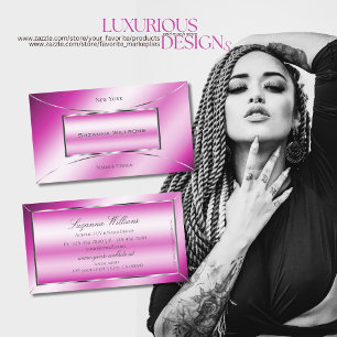 Shimmery Pink with Silver Decor Professional Chic Business Card