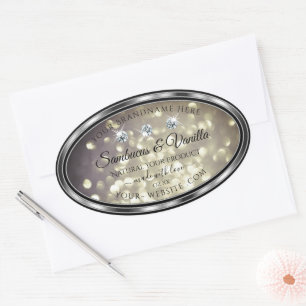 Shimmery Platinum Glitter Product Labels Diamonds