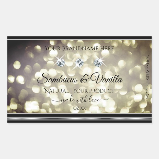 Shimmery Platinum Glitter Product Labels Diamonds (Front)