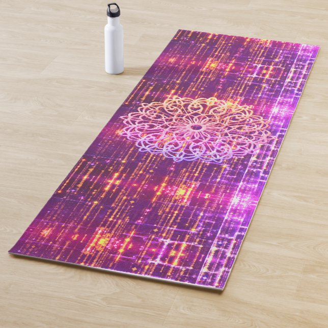 Shimmery Purple and Gold Rosette Yoga Mat (In Situ)