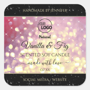 Shimmery Purple Gold Glitter Logo Product Labels