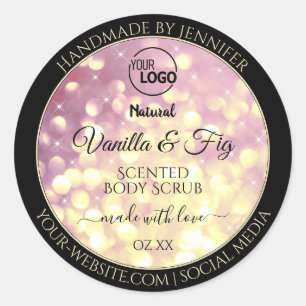 Shimmery Purple Gold Glitter Logo Product Labels