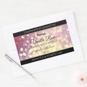 Shimmery Purple Gold Glitter Sparkle Product Label