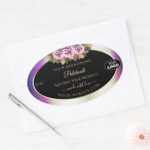 Shimmery Purple Marble Black Product Labels Logo