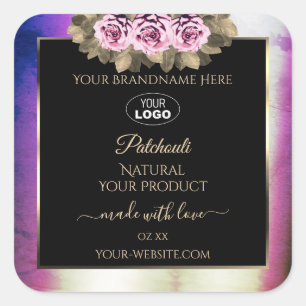 Shimmery Purple Marble Black Product Labels Logo