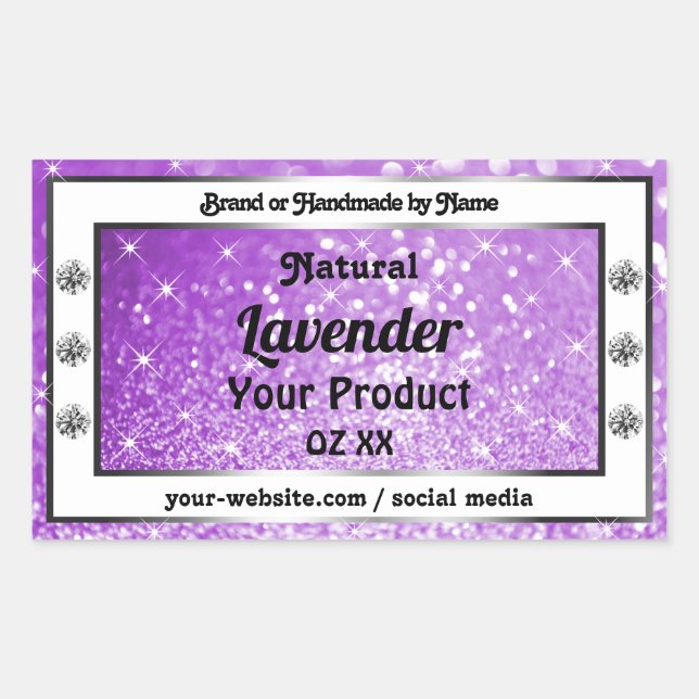 Shimmery Purple Sparkling Glitter Product Labels (Front)