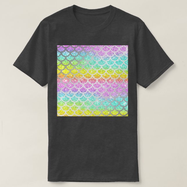 Shimmery Rainbow Glitter Mermaid Scales 19 T-Shirt (Design Front)