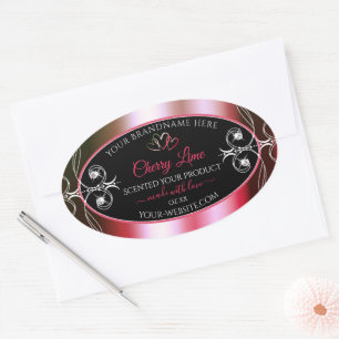 Shimmery Red and Green Product Labels Jewels Black