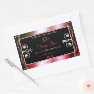 Shimmery Red and Green Product Labels Jewels Black