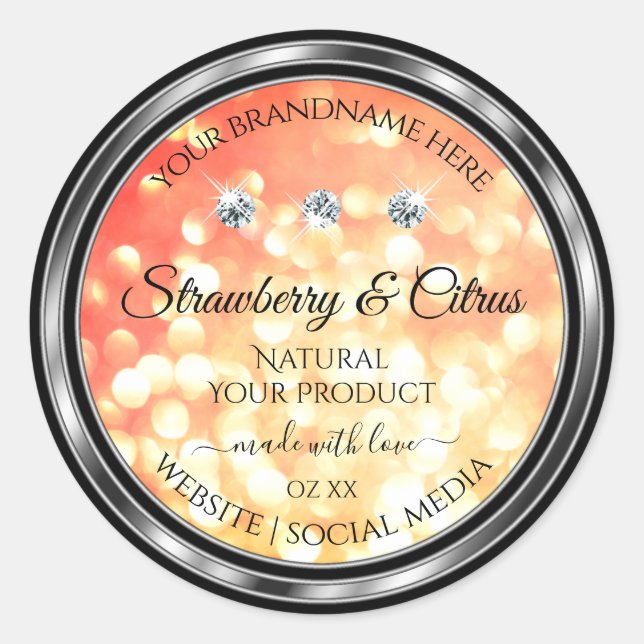 Shimmery Red Gold Glitter Product Labels Diamonds (Front)