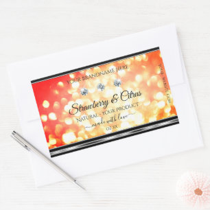 Shimmery Red Gold Glitter Product Labels Diamonds