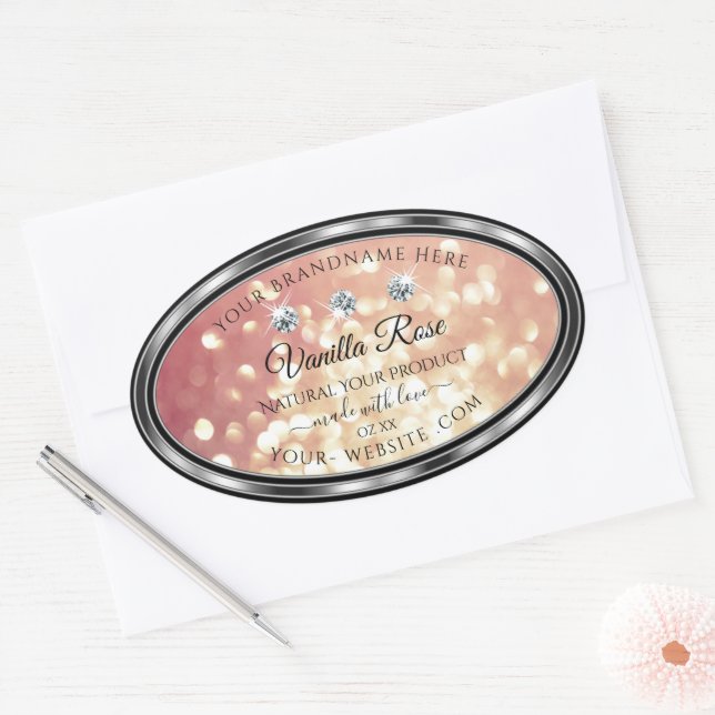 Shimmery Rose Gold Glitter Product Labels Diamonds (Envelope)
