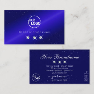 Shimmery Royal Blue Sparkling Diamonds with Logo Business Card