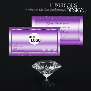 Shimmery Royal Purple with Diamonds and Logo Chic Business Card