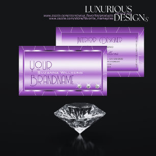 Shimmery Royal Purple with Diamonds Glamourous Lux Business Card