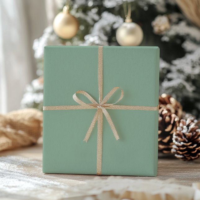 Shimmery Sage Solid Colour Holiday Christmas Wrapping Paper Sheet (Creator Uploaded)