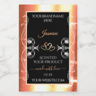 Shimmery Salmon Cream Product Labels Jewels Black