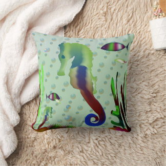  Shimmery Seahorse & Underwater World Cushion