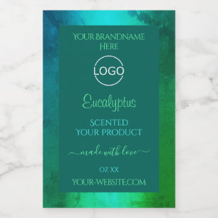 Shimmery Teal and Green Pattern Product Label Logo