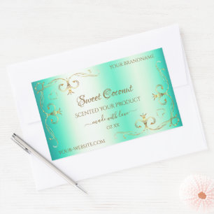 Shimmery Teal Gold Ornate Ornaments Product Labels