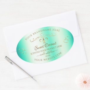 Shimmery Teal Gold Ornate Ornaments Product Labels