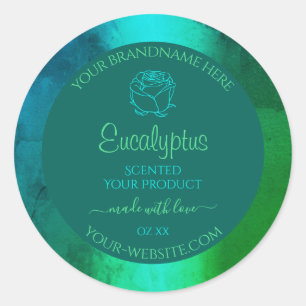 Shimmery Teal Green Pattern Product Labels Floral