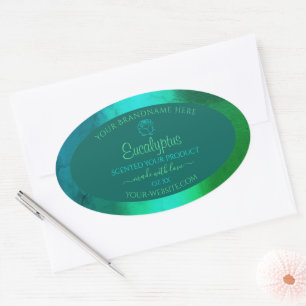 Shimmery Teal Green Pattern Product Labels Floral