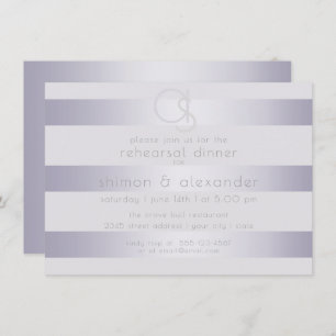 Shimmery Violet Silver Stripes with Monogram Invitation
