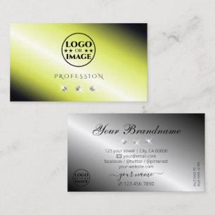 Shimmery Yellow Silver Sparkling Diamonds Add Logo Business Card