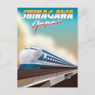 Shinagawa Japan travel poster. Postcard