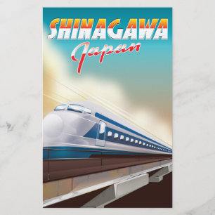 Shinagawa Japan travel poster. Stationery