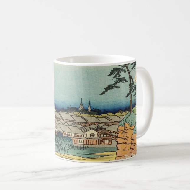 Shinagawa, Japan: Vintage Japanese Woodblock Art Coffee Mug (Front Right)
