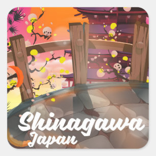 Shinagawa Japanese travel poster Square Sticker