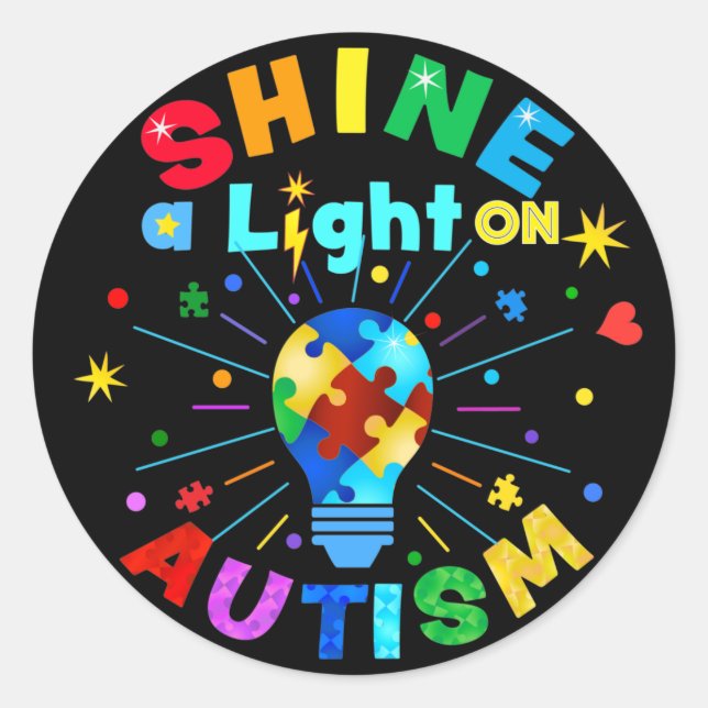SHINE a Light on AUTISM Classic Round Sticker (Front)