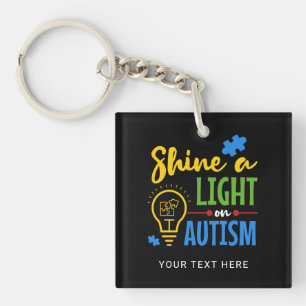 Shine A Light On Autism Custom Team Name Key Ring