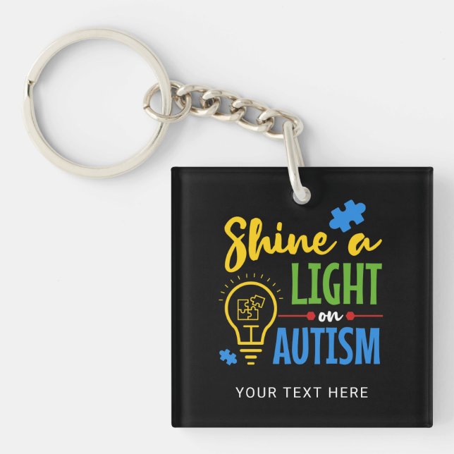 Shine A Light On Autism Custom Team Name Key Ring (Front)