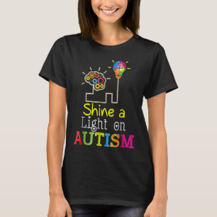 Shine A Light On Autism  Puzzle Bulb Autism Awaren T-Shirt