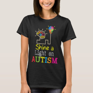 Shine A Light On Autism Puzzle Bulb Autism Awaren T-Shirt